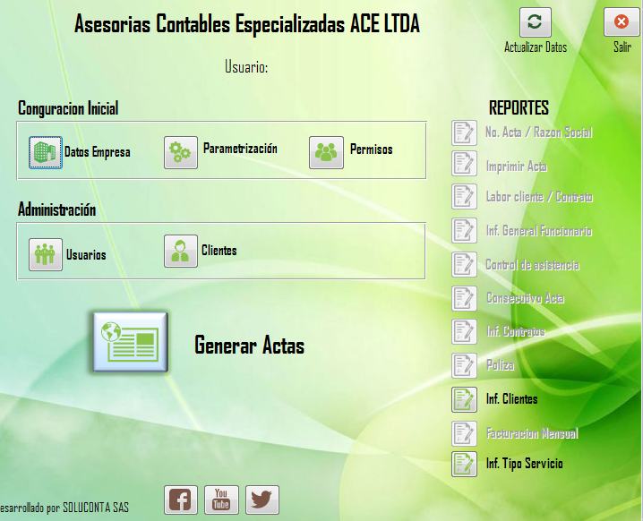 Actas Web, Software de control actas contractuales